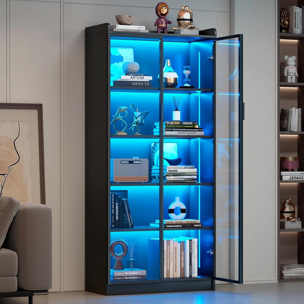 Lighting & Home Decor Studio - 65 Glass Curio Cabinet with 5-Tier