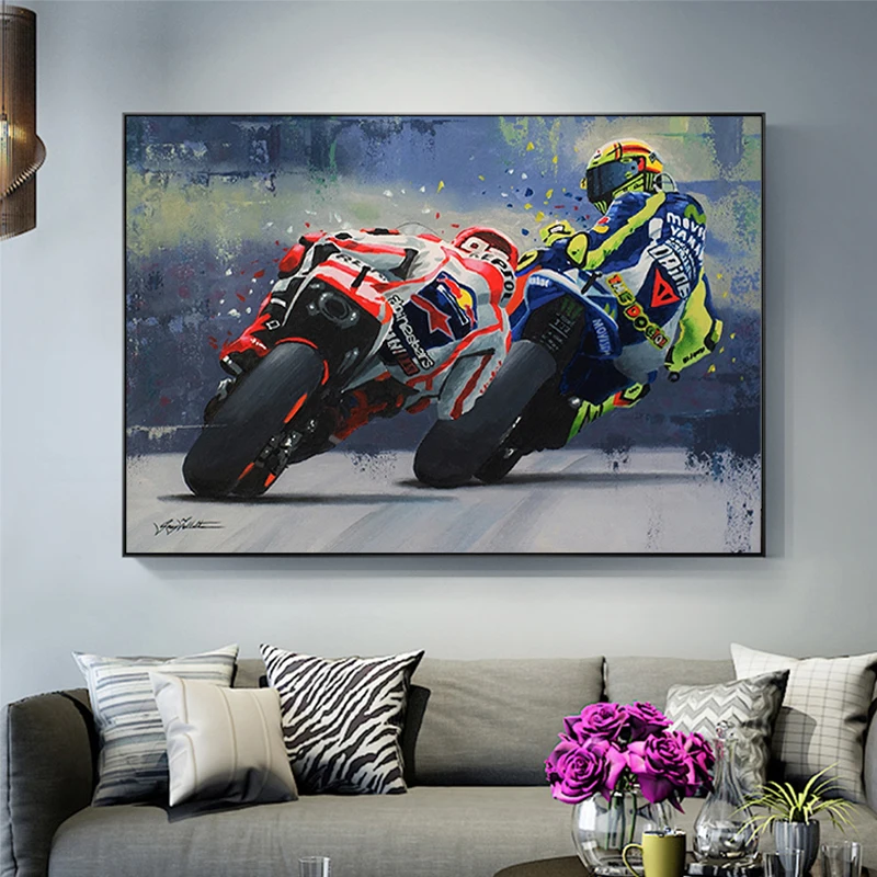Lighting Mcqueen Wall Decor - Abstract Oil Painting Poster Motorcycle, HD
