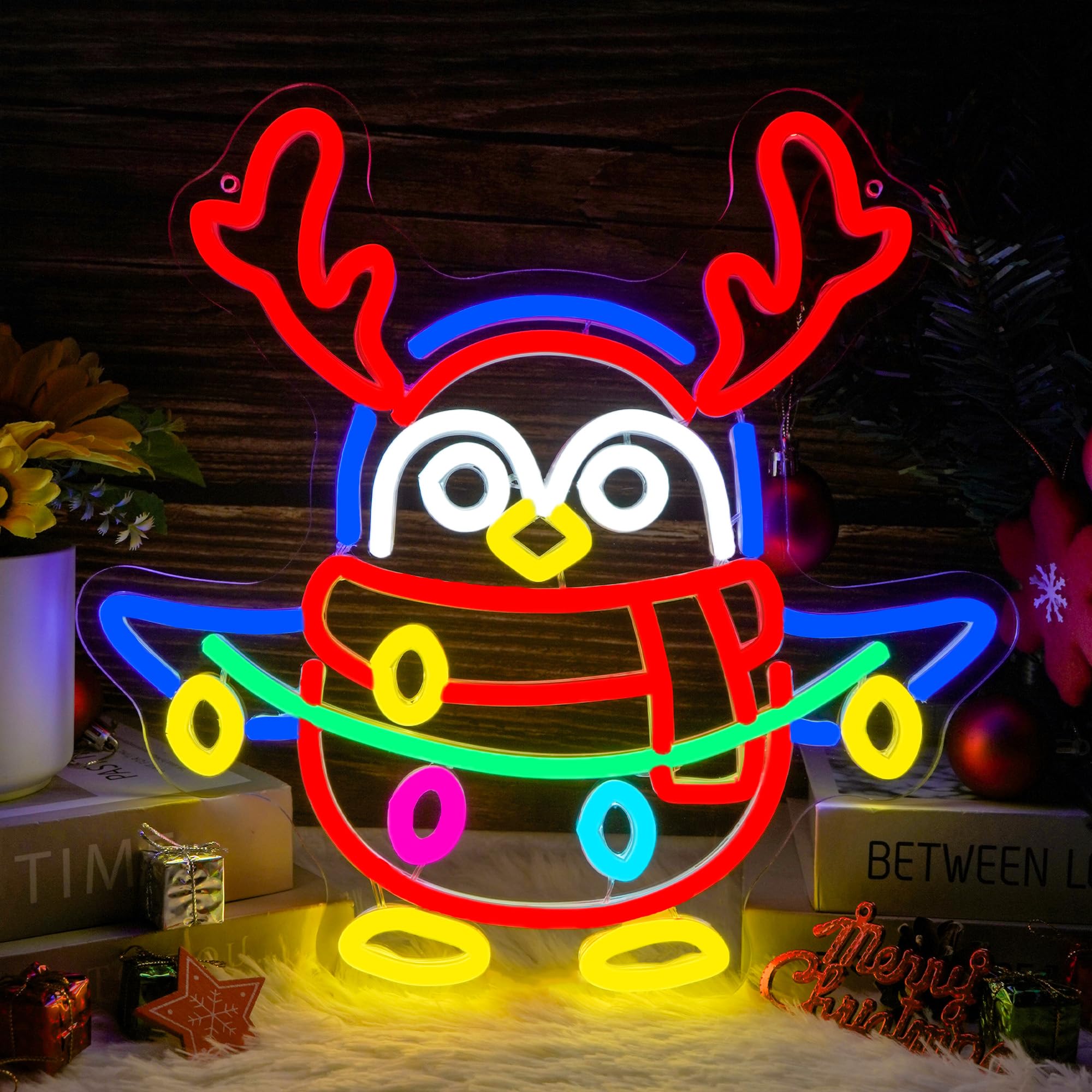 Bedroom Lighting Decor Ideas - Christmas Penguin Neon Sign for Holiday