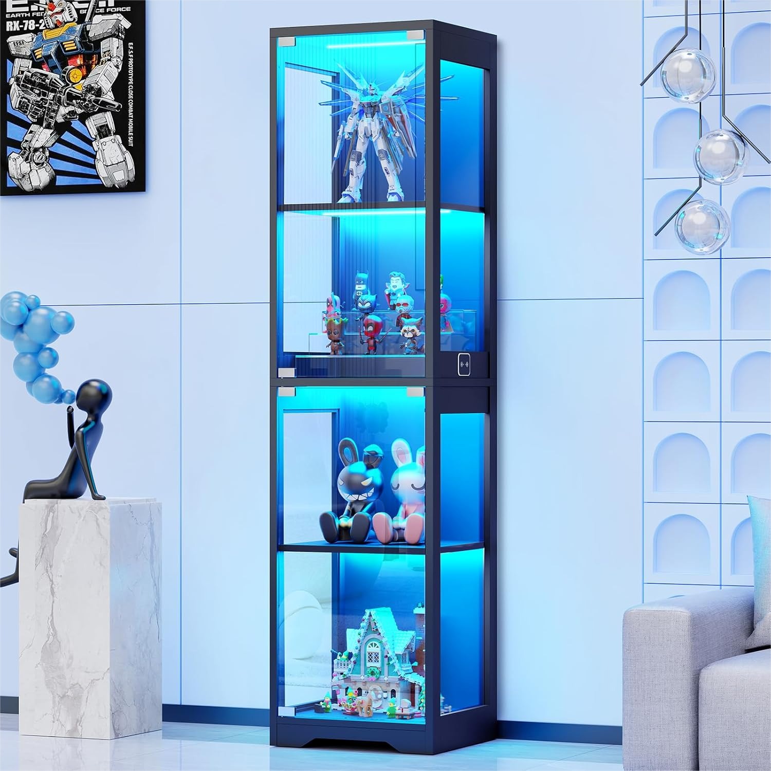 Glass Display Cabinet with 3 C - Lighting & Home Decor Studio のレビューと価格