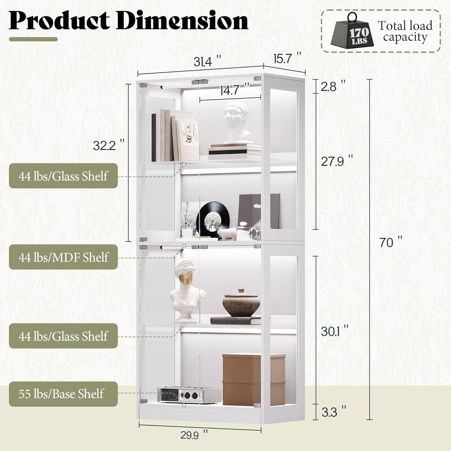 RGB Display Cabinet with Adjus - Lighting & Home Decor Studio のレビューと価格