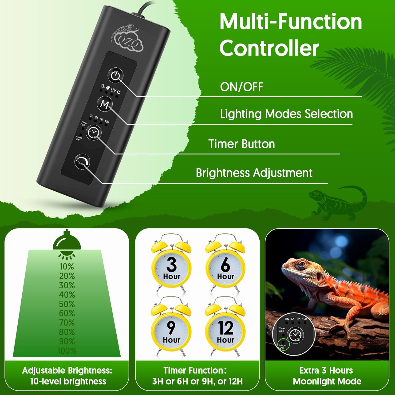 24W LED UVA UVB Reptile Lamp w - Gecko Lighting & Decor のレビューと価格