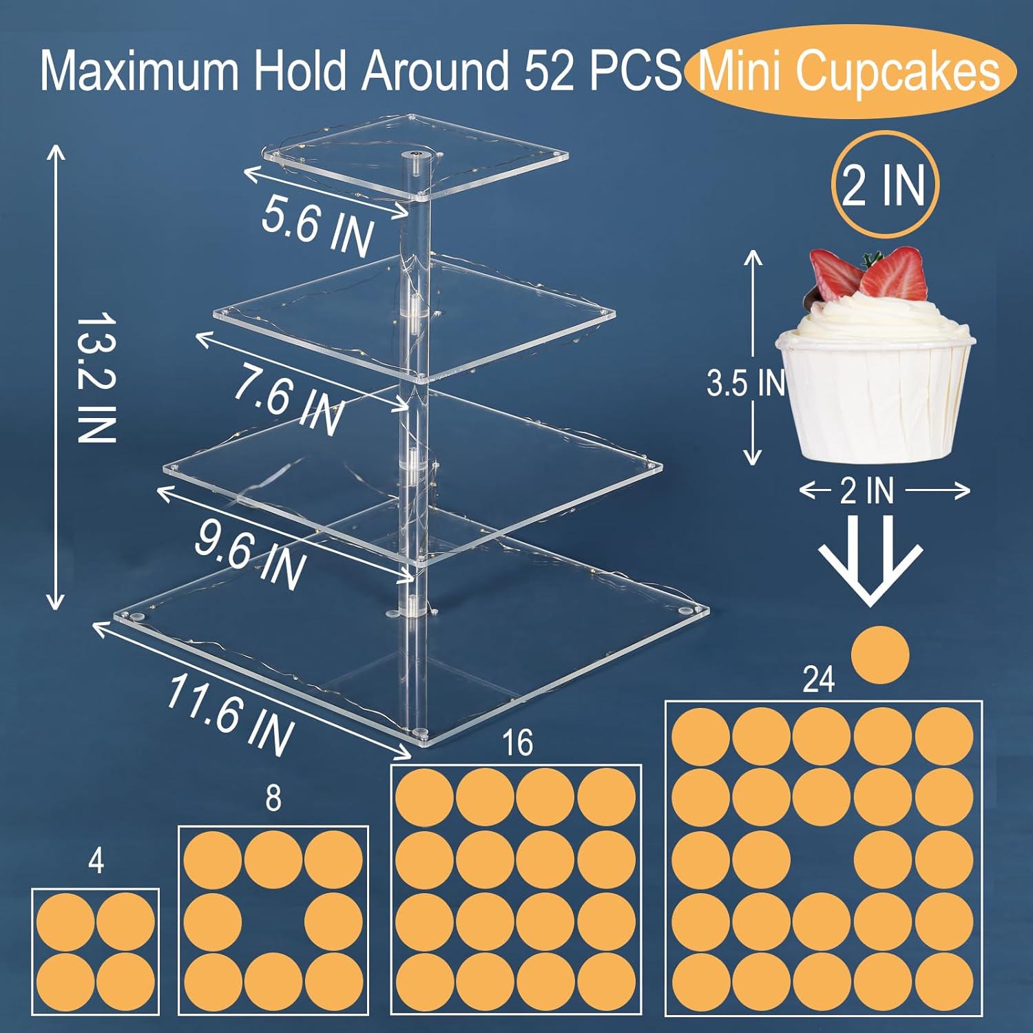 4 Tier Premium Acrylic Cupcake - Lighting Decoration Stand のレビューと価格