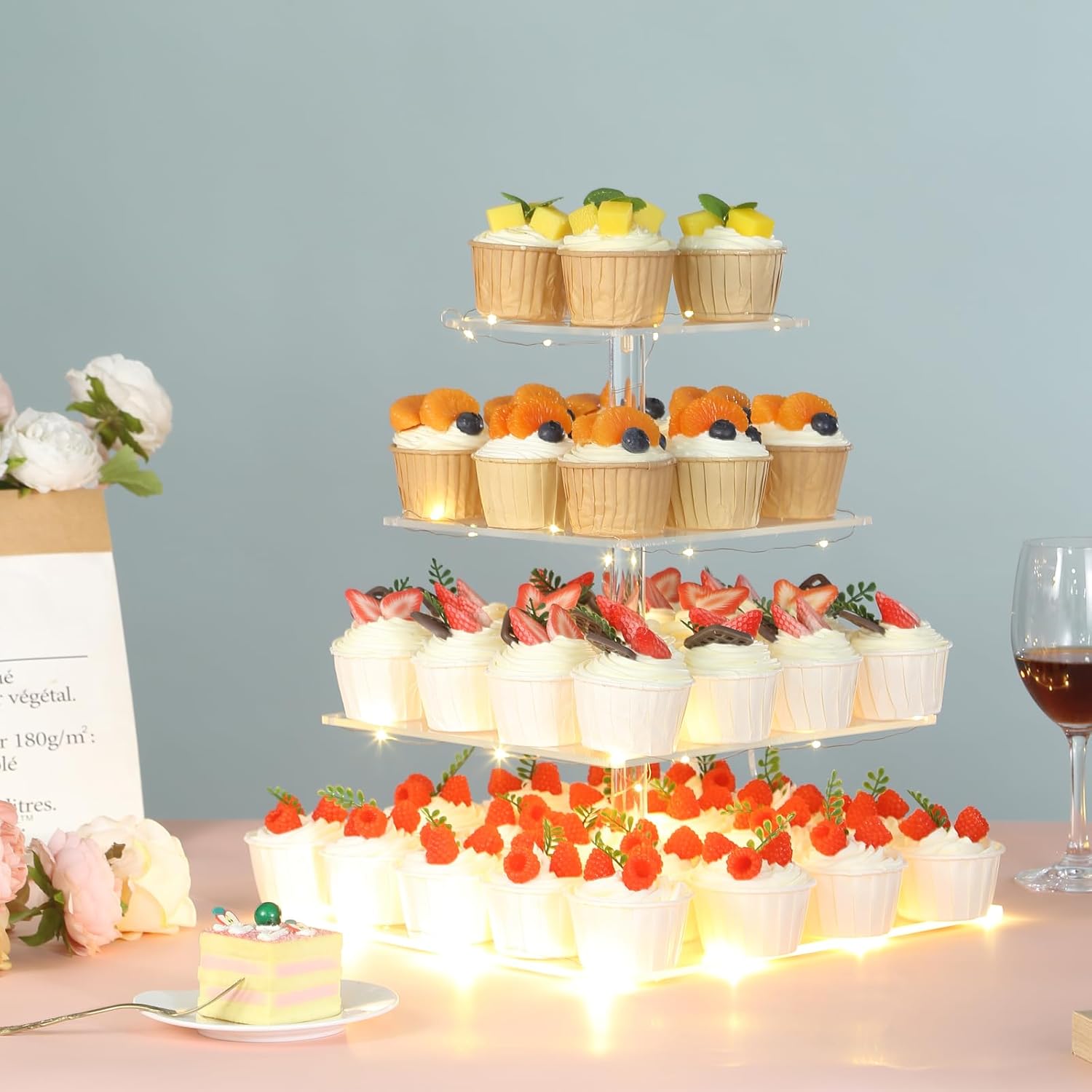 4 Tier Premium Acrylic Cupcake - Lighting Decoration Stand のレビューと価格
