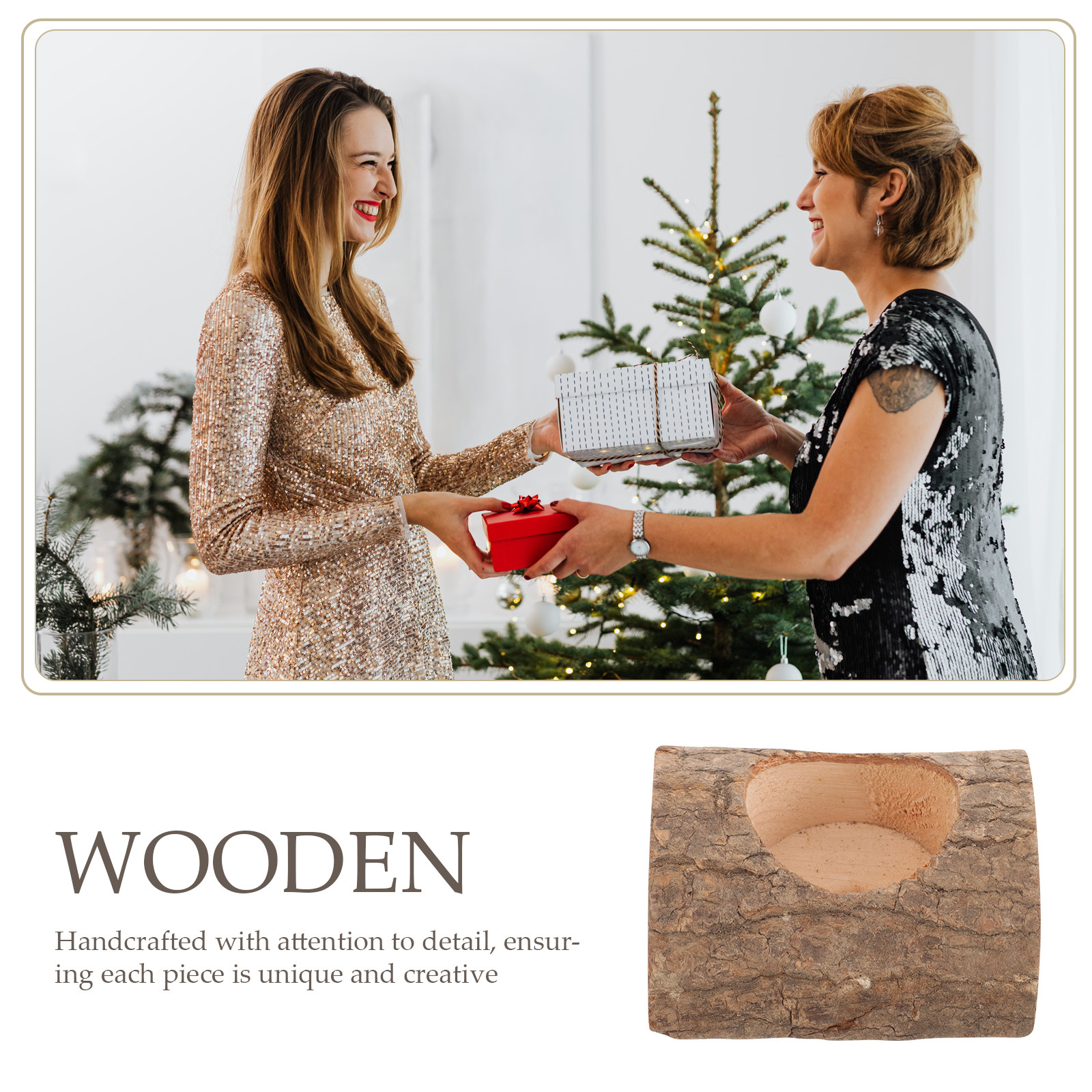 2Pcs Tree Bark Wood Holder Sol - Lighting Decoration Stand のレビューと価格