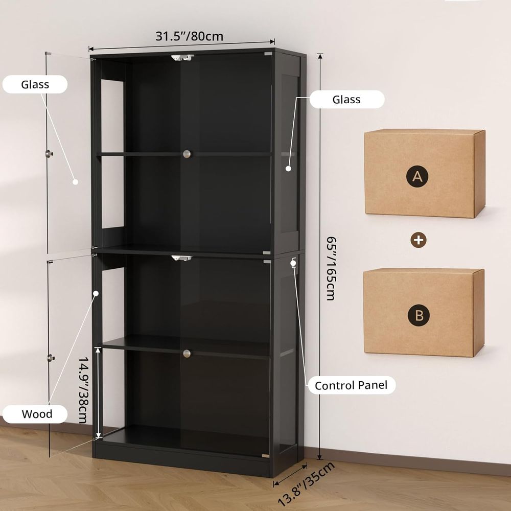 65 Glass Door Display Cabinet, - Lighting & Home Decor Studio のレビューと価格