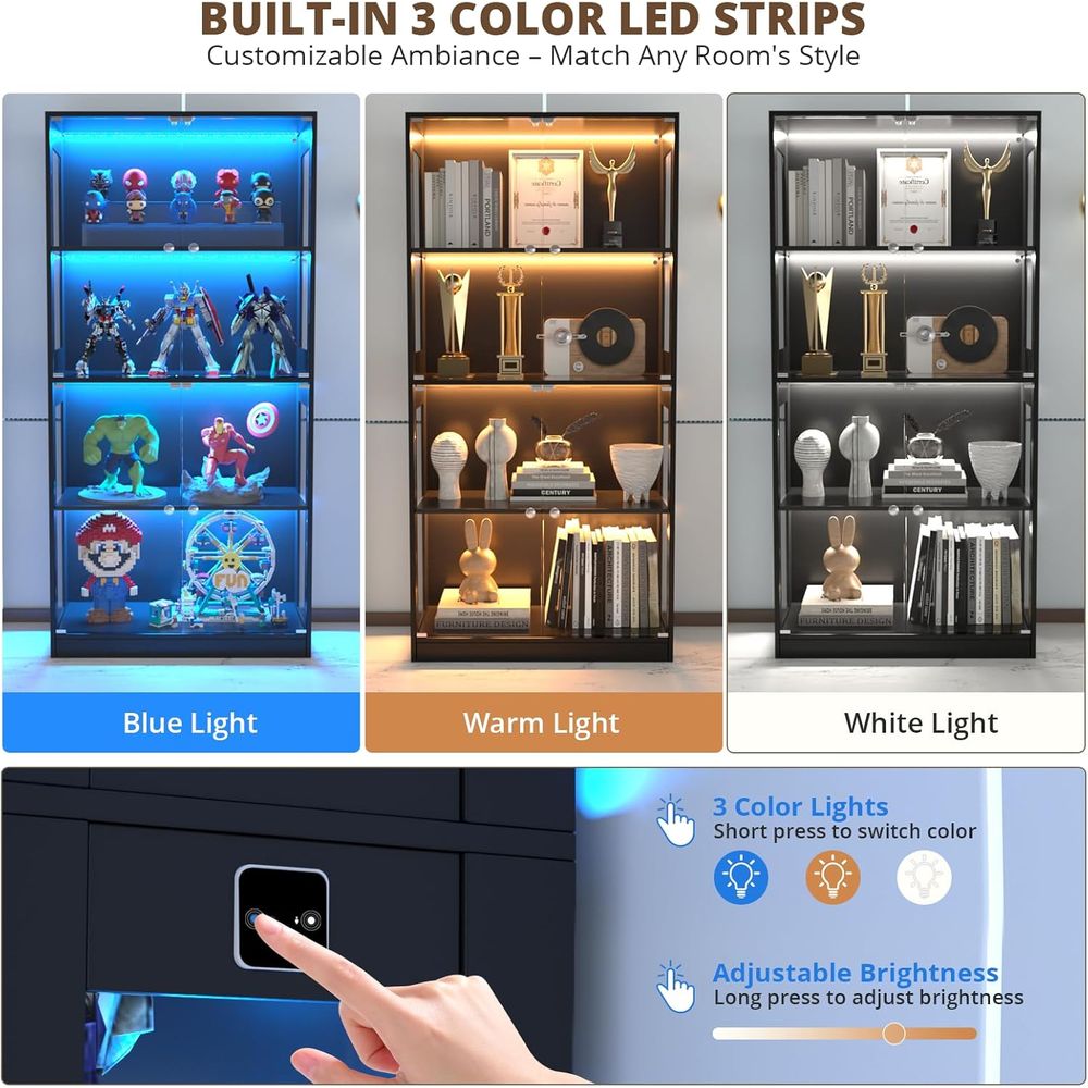 65 Glass Door Display Cabinet, - Lighting & Home Decor Studio のレビューと価格