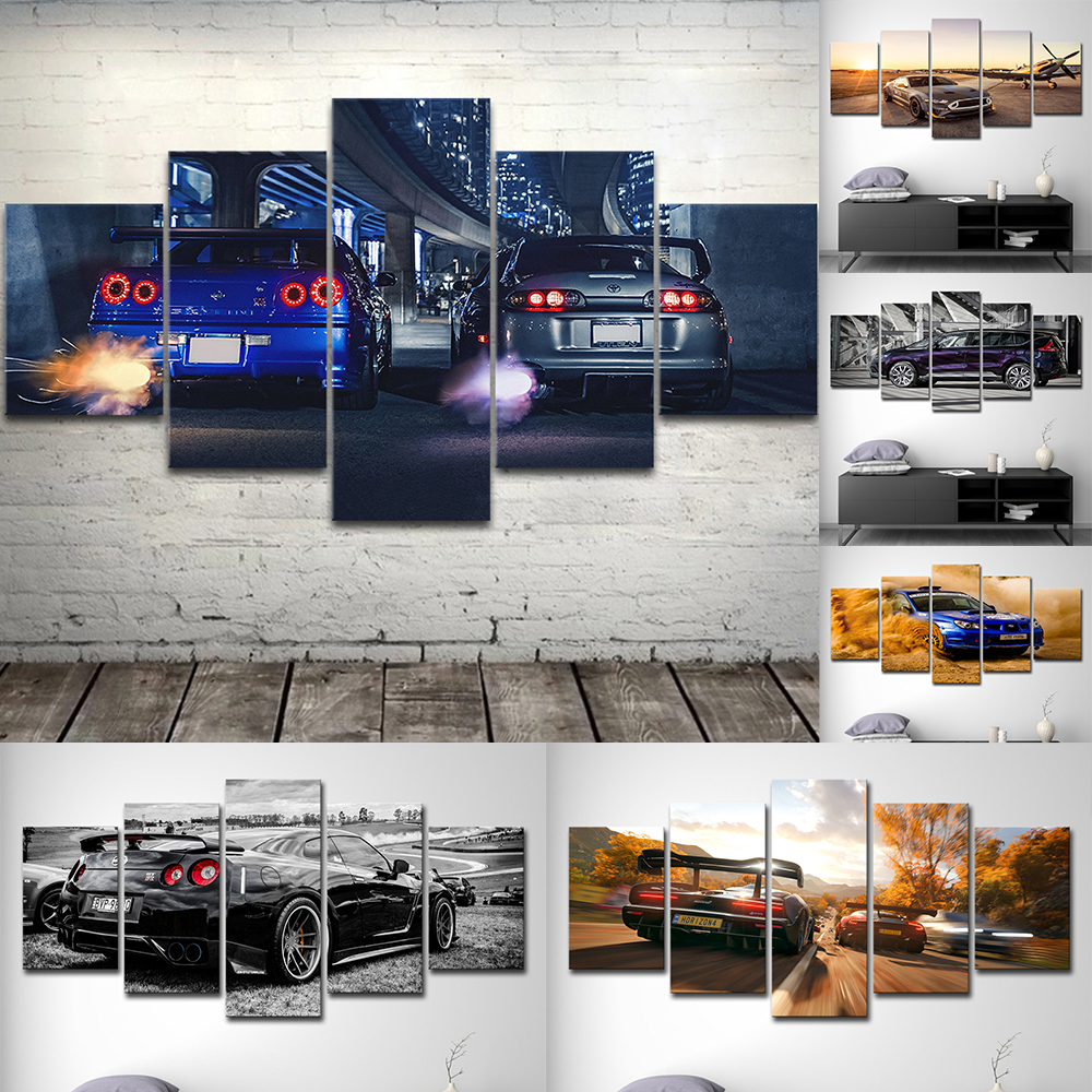 5 Panel Sports Car Wall Art Un - Lighting Mcqueen Wall Decor のレビューと価格