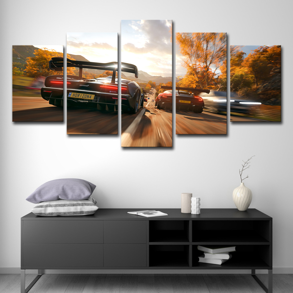 5 Panel Sports Car Wall Art Un - Lighting Mcqueen Wall Decor のレビューと価格