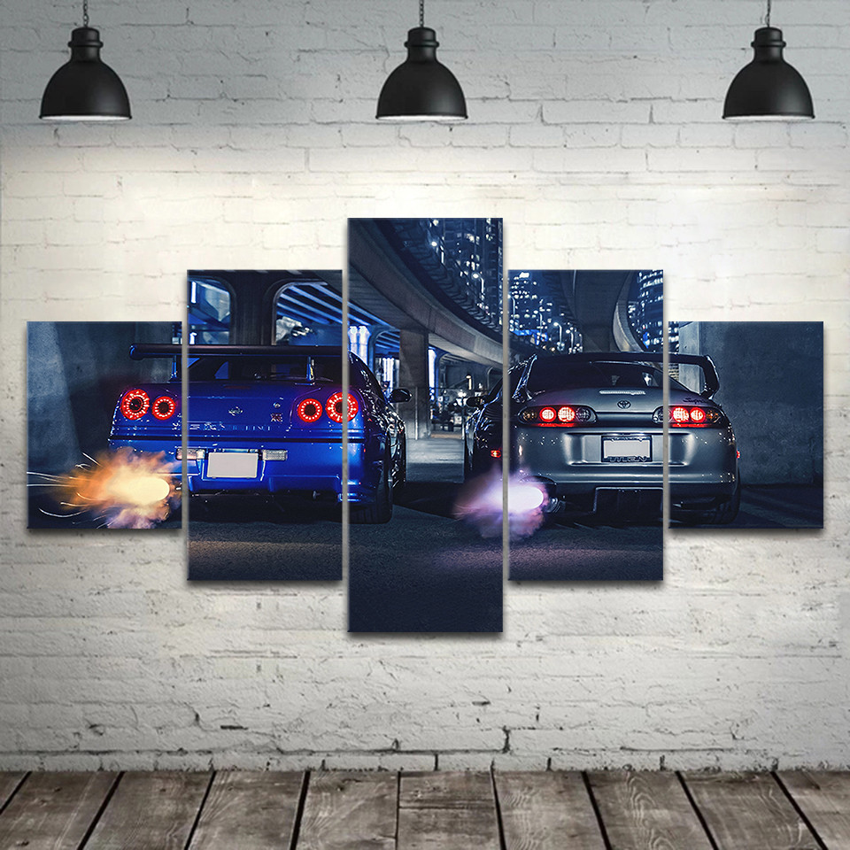 5 Panel Sports Car Wall Art Un - Lighting Mcqueen Wall Decor のレビューと価格