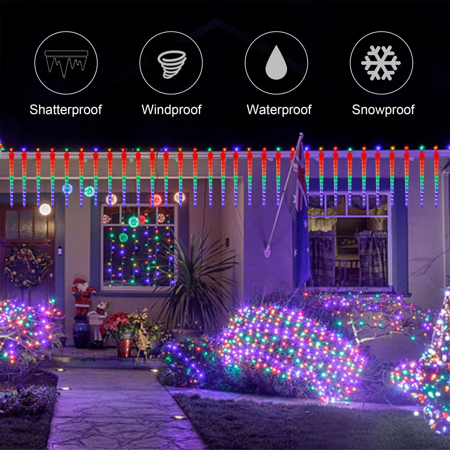 16 Icicles 384 LED Meteor Show - Lighting Christmas Decor のレビューと価格