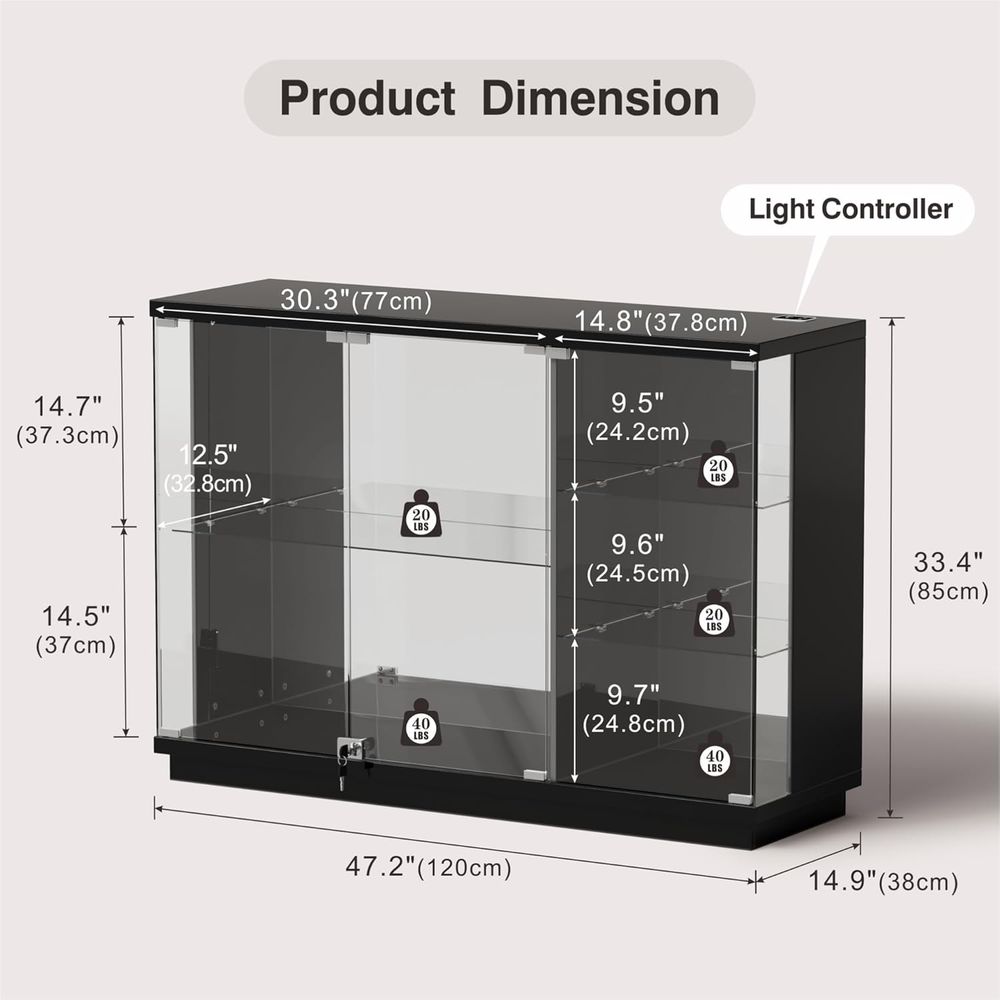 Glass Display Cabinet with Loc - Lighting & Home Decor Studio のレビューと価格