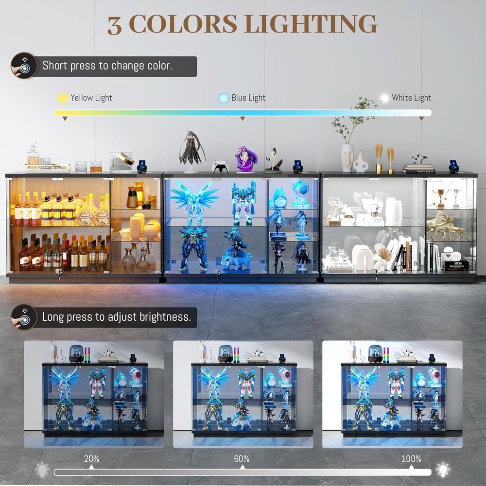 Glass Display Cabinet with Loc - Lighting & Home Decor Studio のレビューと価格