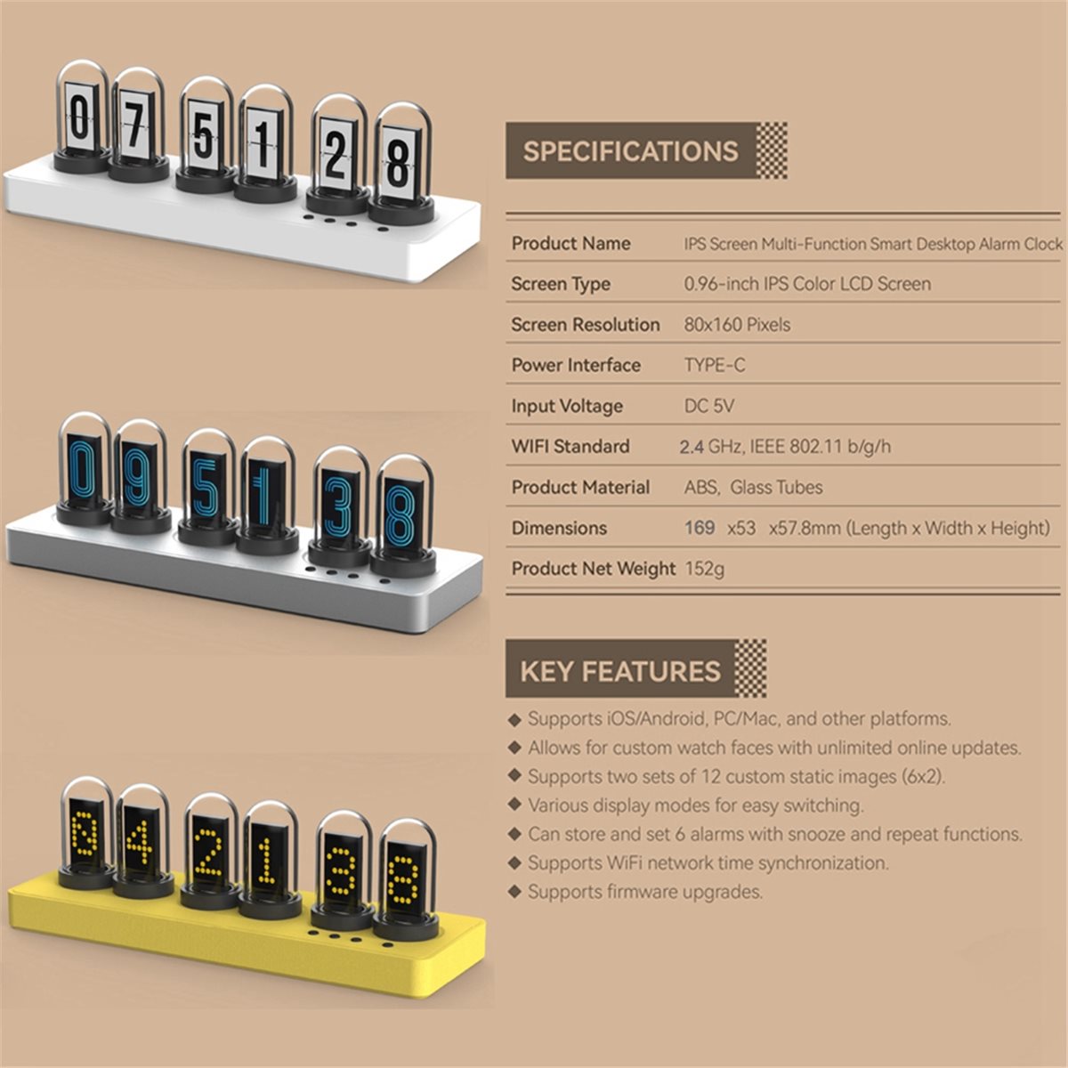 A73T WiFi Control IPS Clock wi - Bedroom Lighting Decor Ideas のレビューと価格
