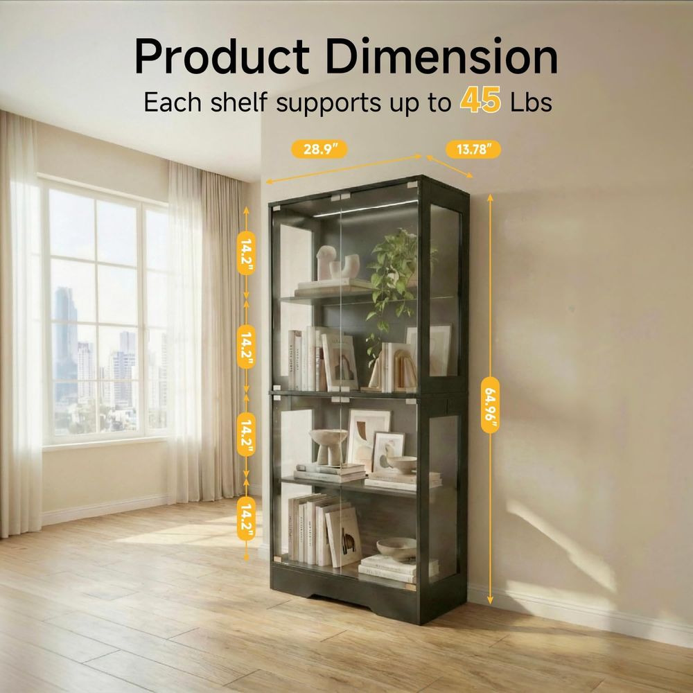 5.5ft Tall 2-Door Glass Displa - Lighting & Home Decor Studio のレビューと価格