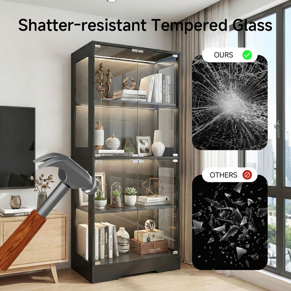 5.5ft Tall 2-Door Glass Displa - Lighting & Home Decor Studio のレビューと価格