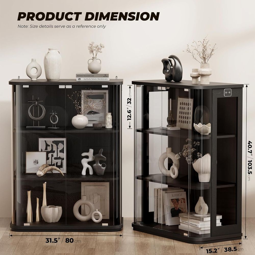 3-Tier Glass Display Cabinet w - Lighting & Home Decor Studio のレビューと価格