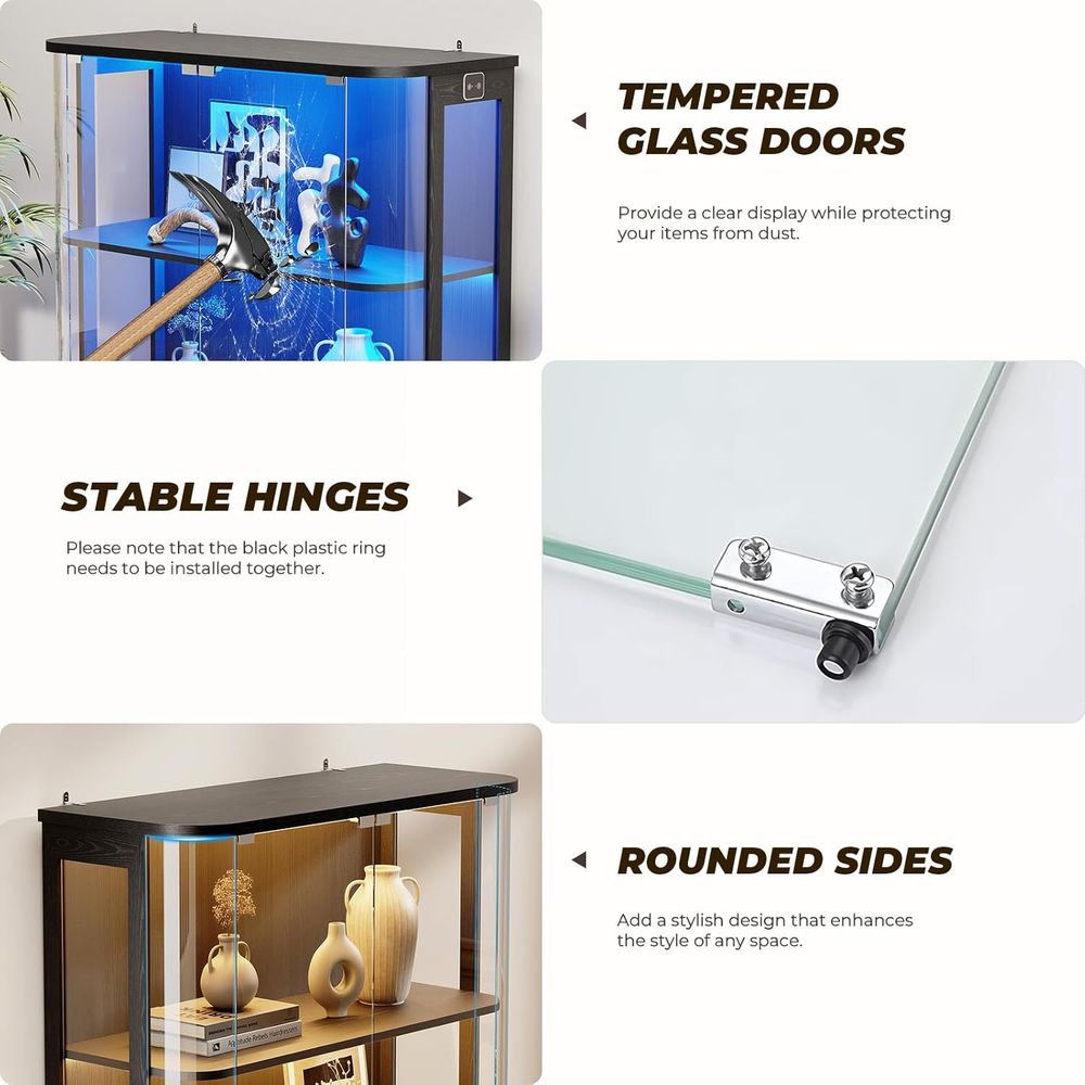 3-Tier Glass Display Cabinet w - Lighting & Home Decor Studio のレビューと価格