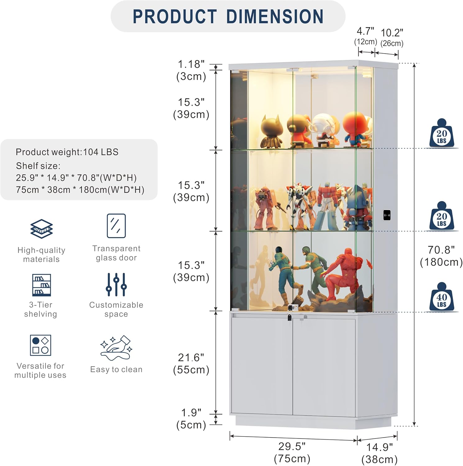 71'' Display Cabinet with Glas - Lighting & Home Decor Studio のレビューと価格