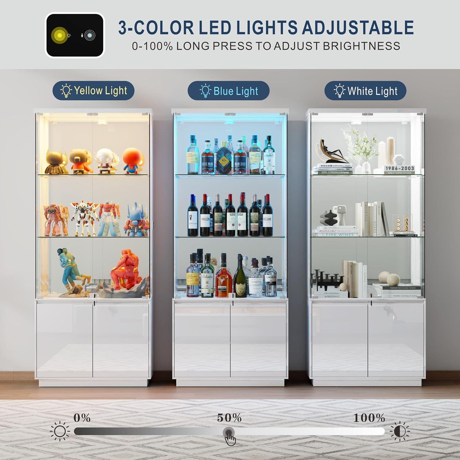 71'' Display Cabinet with Glas - Lighting & Home Decor Studio のレビューと価格