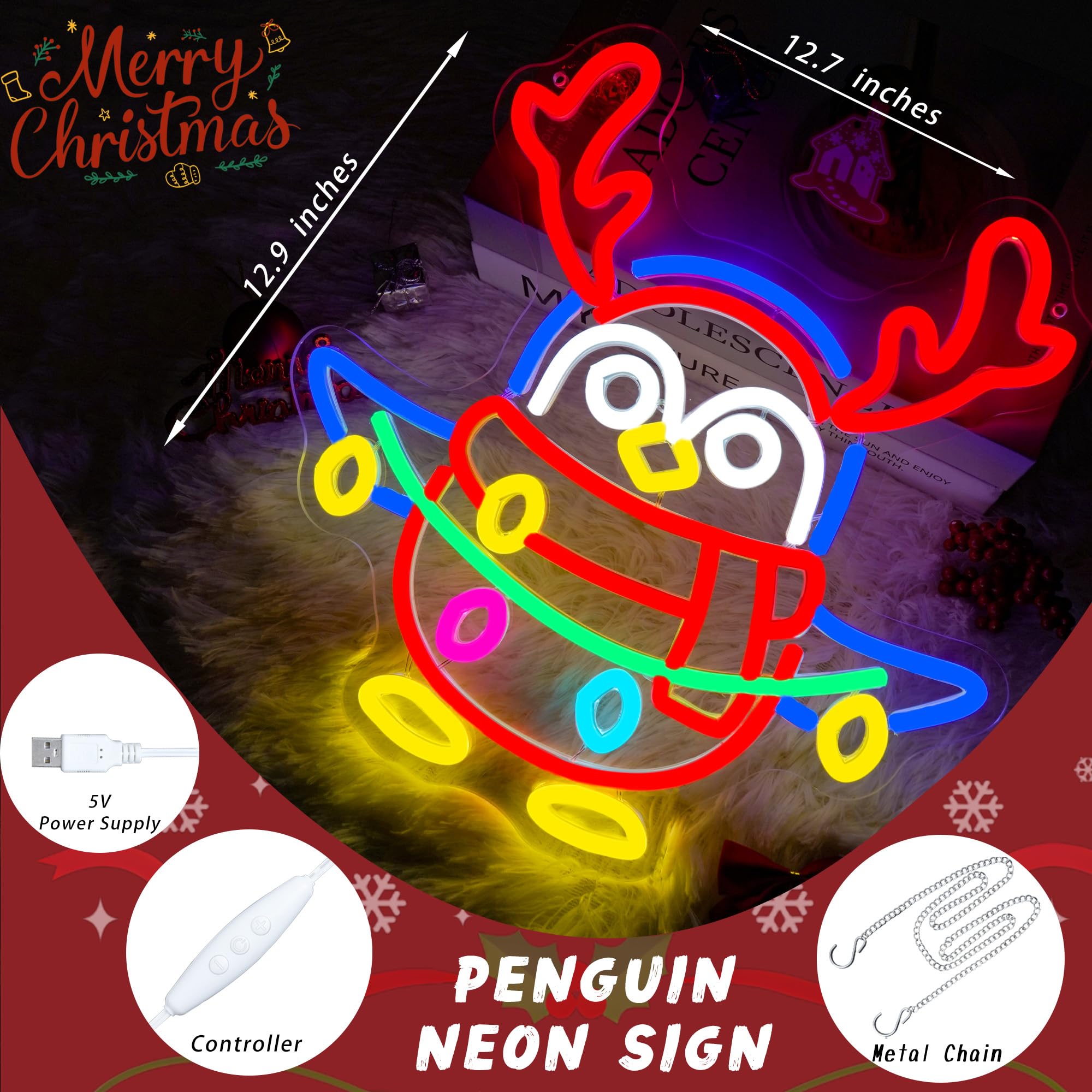 Christmas Penguin Neon Sign fo - Bedroom Lighting Decor Ideas のレビューと価格