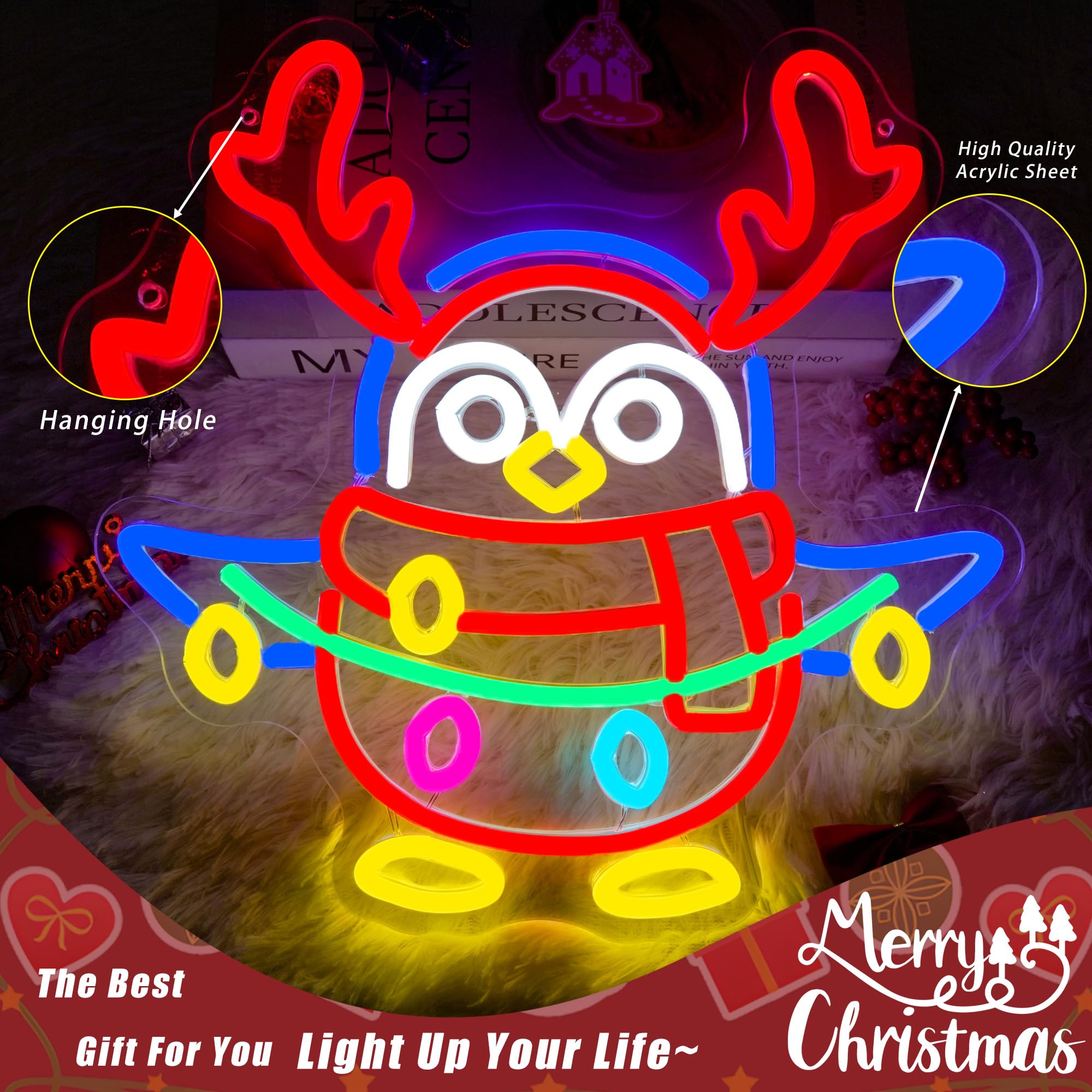 Christmas Penguin Neon Sign fo - Bedroom Lighting Decor Ideas のレビューと価格