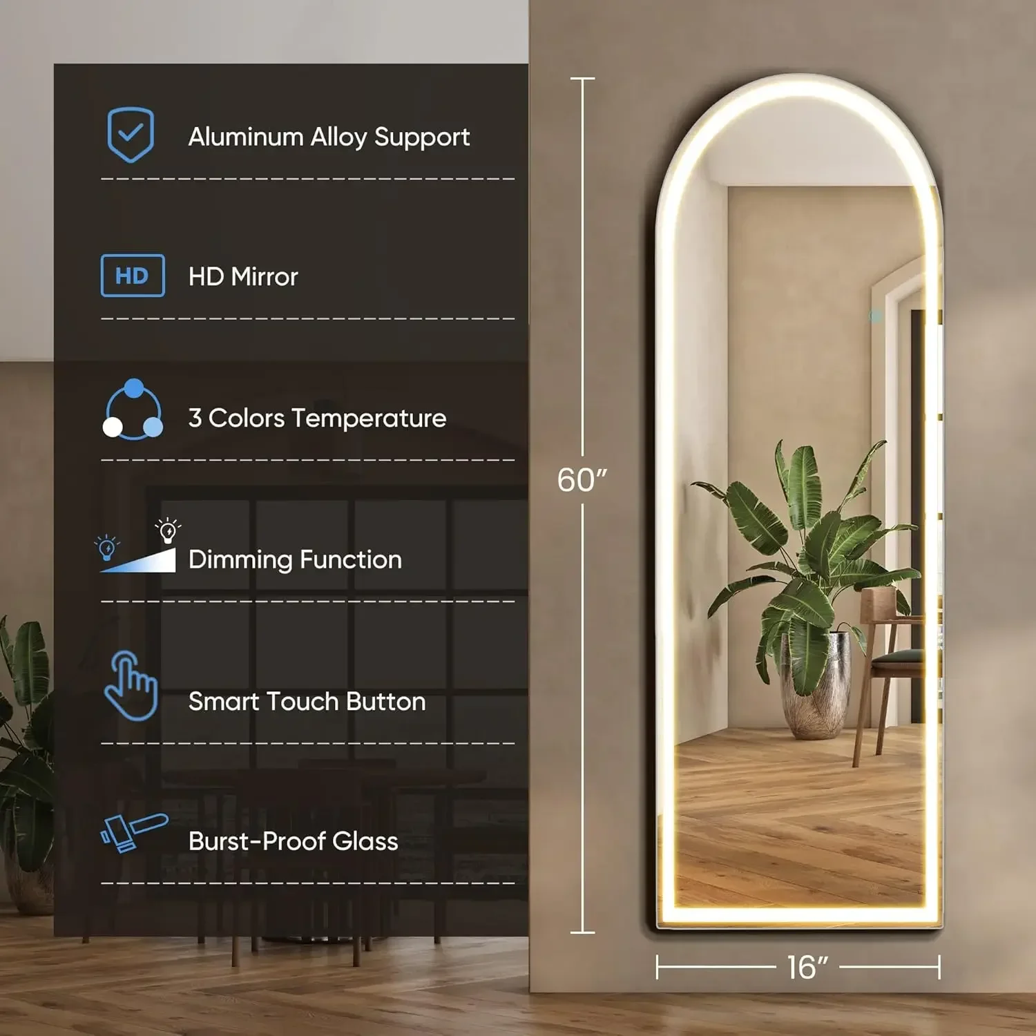 Full Body Wall Mirror with LED - Lighting Decoration Stand のレビューと価格