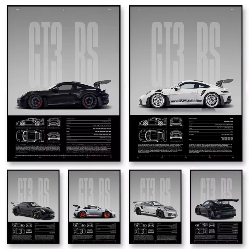 Minimalist 911 GT3-RS 718 GT4  - Lighting Mcqueen Wall Decor のレビューと価格