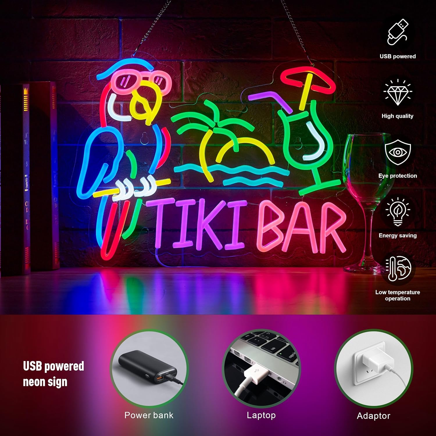 Tiki Bar Parrot Palm Tree Neon - Lighting Decoration In Bedroom のレビューと価格