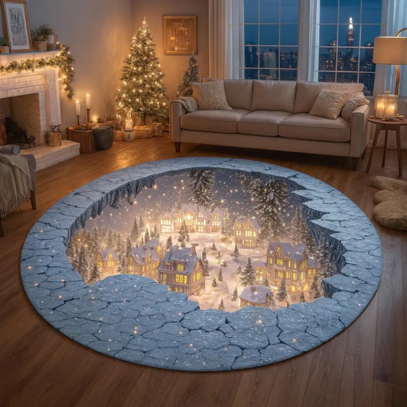3D Christmas Village Rug Winte - Bathroom Lighting Decor Ideas のレビューと価格