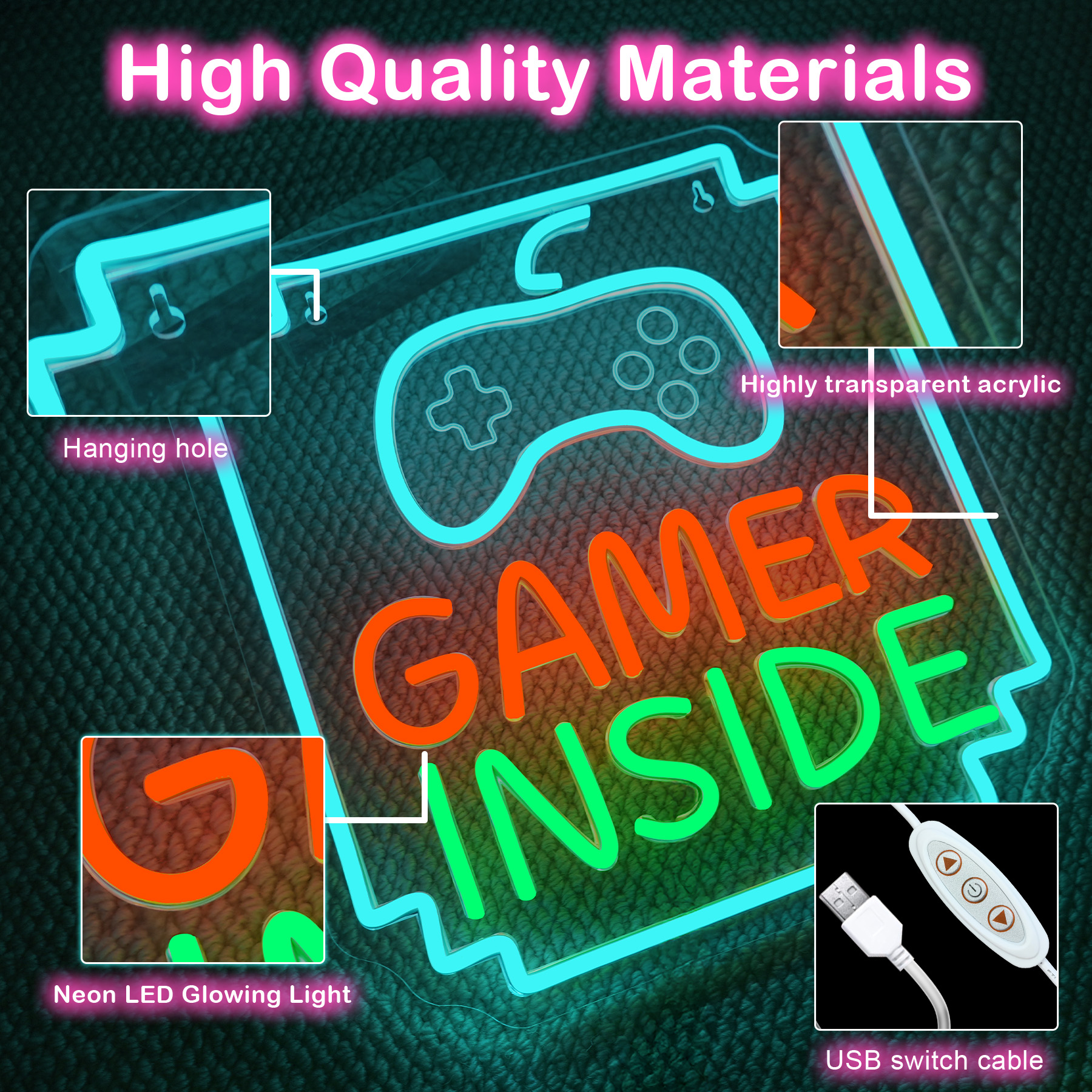 Gamer Inside Neon Sign Dimmabl - Bedroom Lighting Decor Ideas のレビューと価格