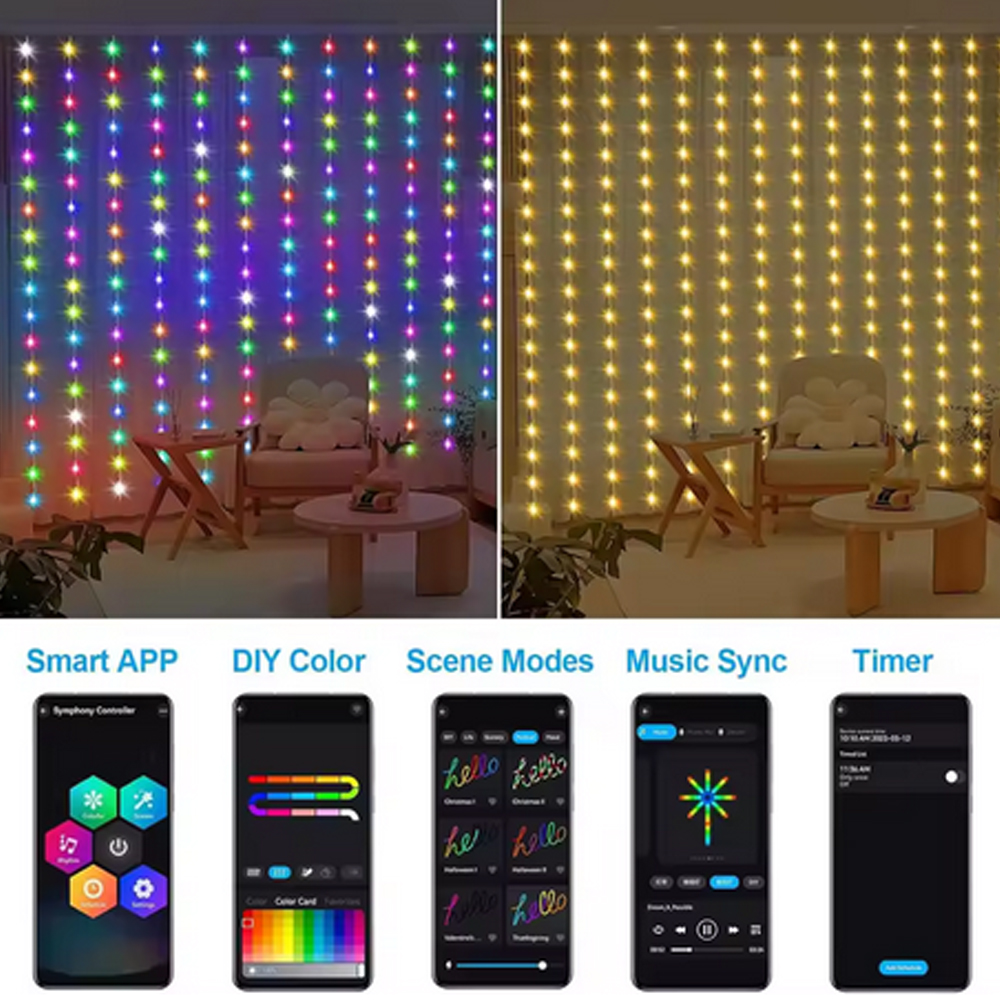 3M RGB Smart LED Curtain Light - Lighting Decoration In Bedroom のレビューと価格