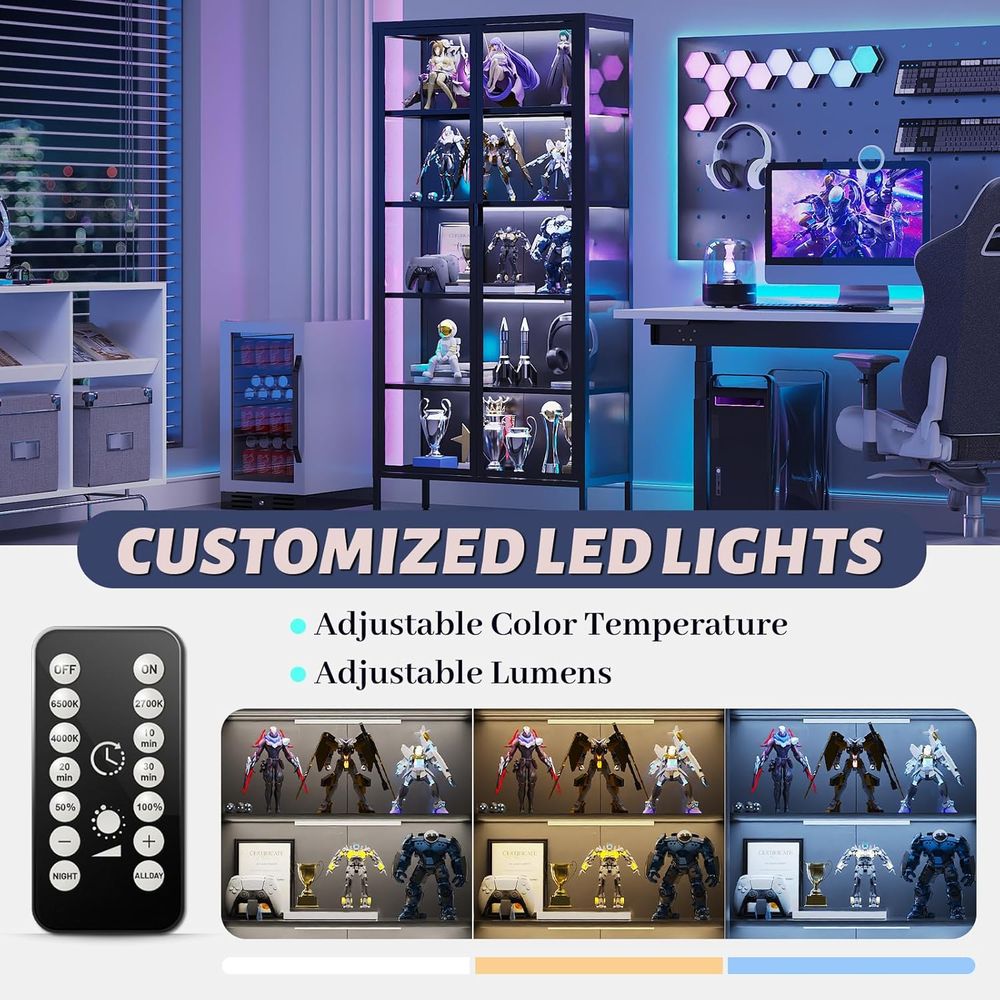 71 High Glass Curio Cabinet wi - Lighting & Home Decor Studio のレビューと価格