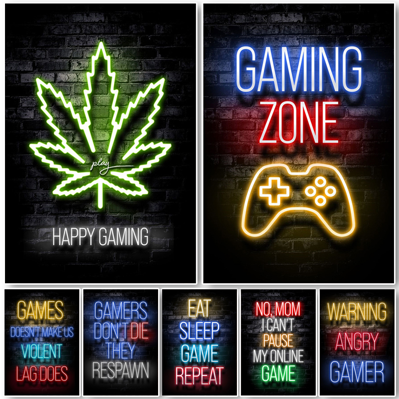 Neon Gaming Gamer Wall Art Pos - Lighting Mcqueen Wall Decor のレビューと価格