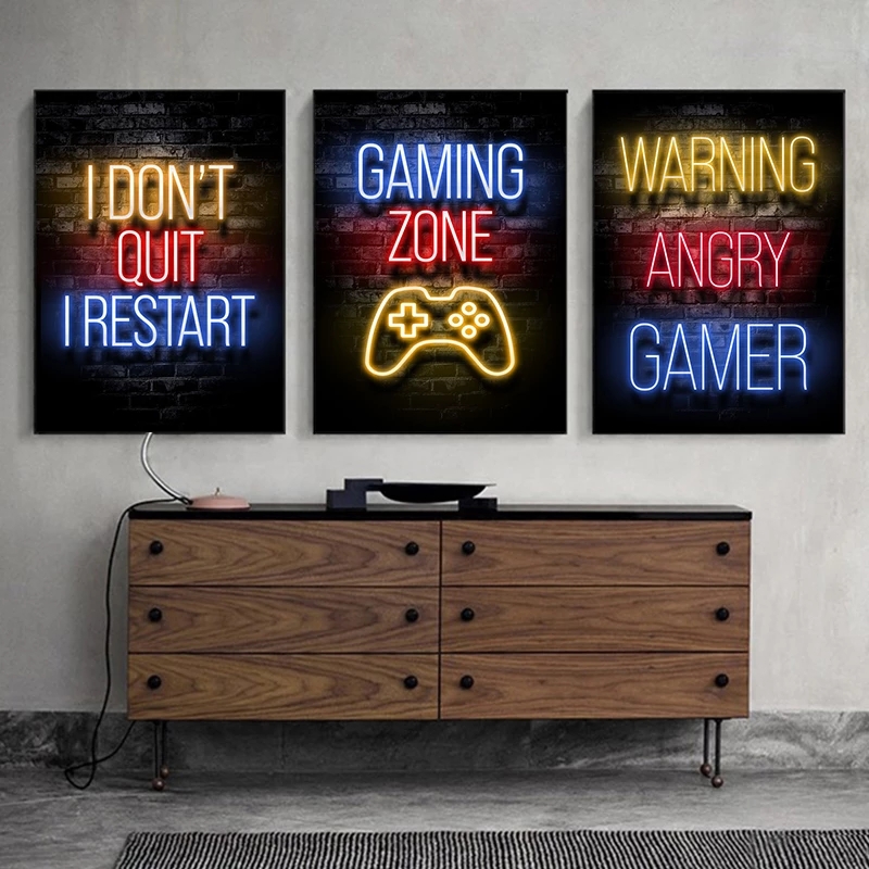 Neon Gaming Gamer Wall Art Pos - Lighting Mcqueen Wall Decor のレビューと価格