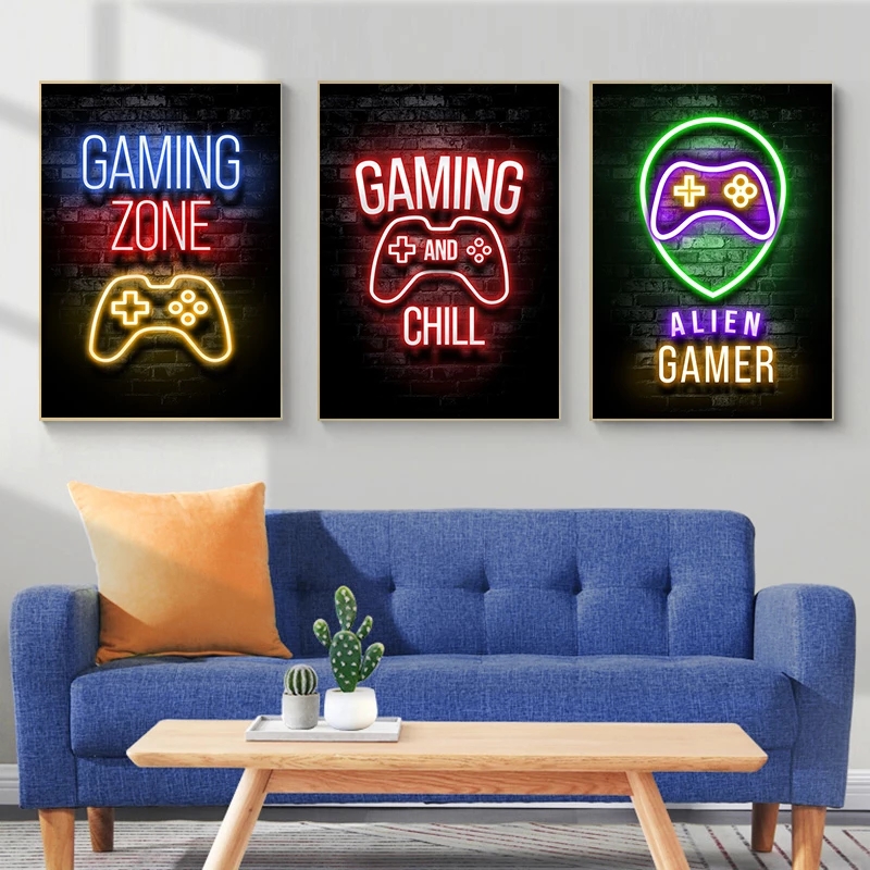 Neon Gaming Gamer Wall Art Pos - Lighting Mcqueen Wall Decor のレビューと価格