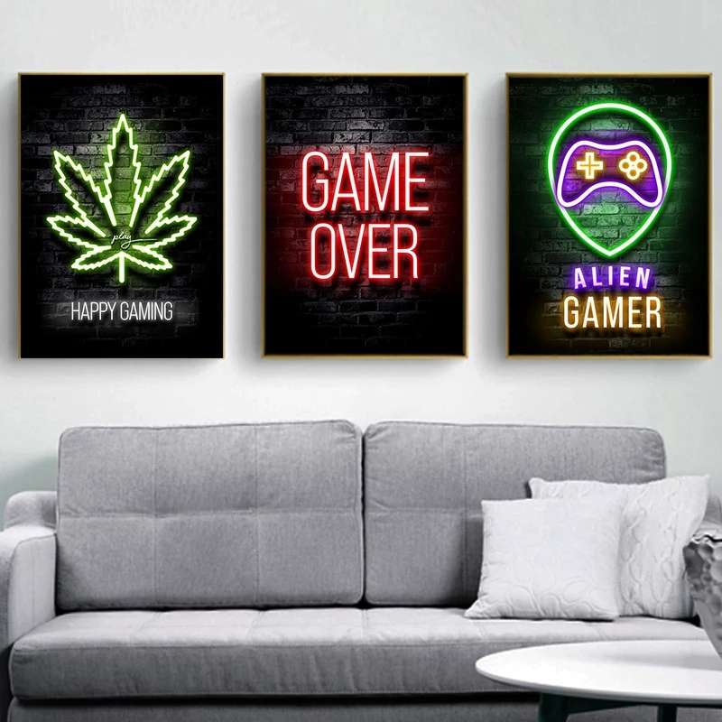Neon Gaming Gamer Wall Art Pos - Lighting Mcqueen Wall Decor のレビューと価格