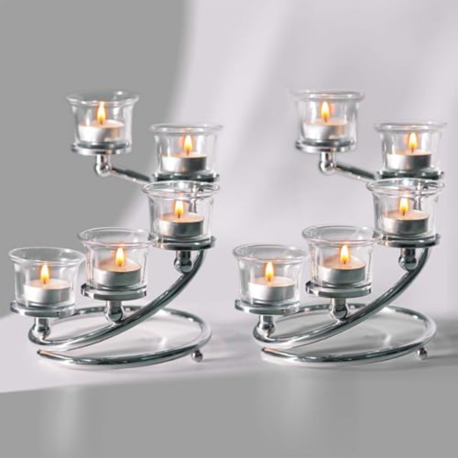 5-Piece Glass Tea Light Candle - Lighting Decoration Stand のレビューと価格