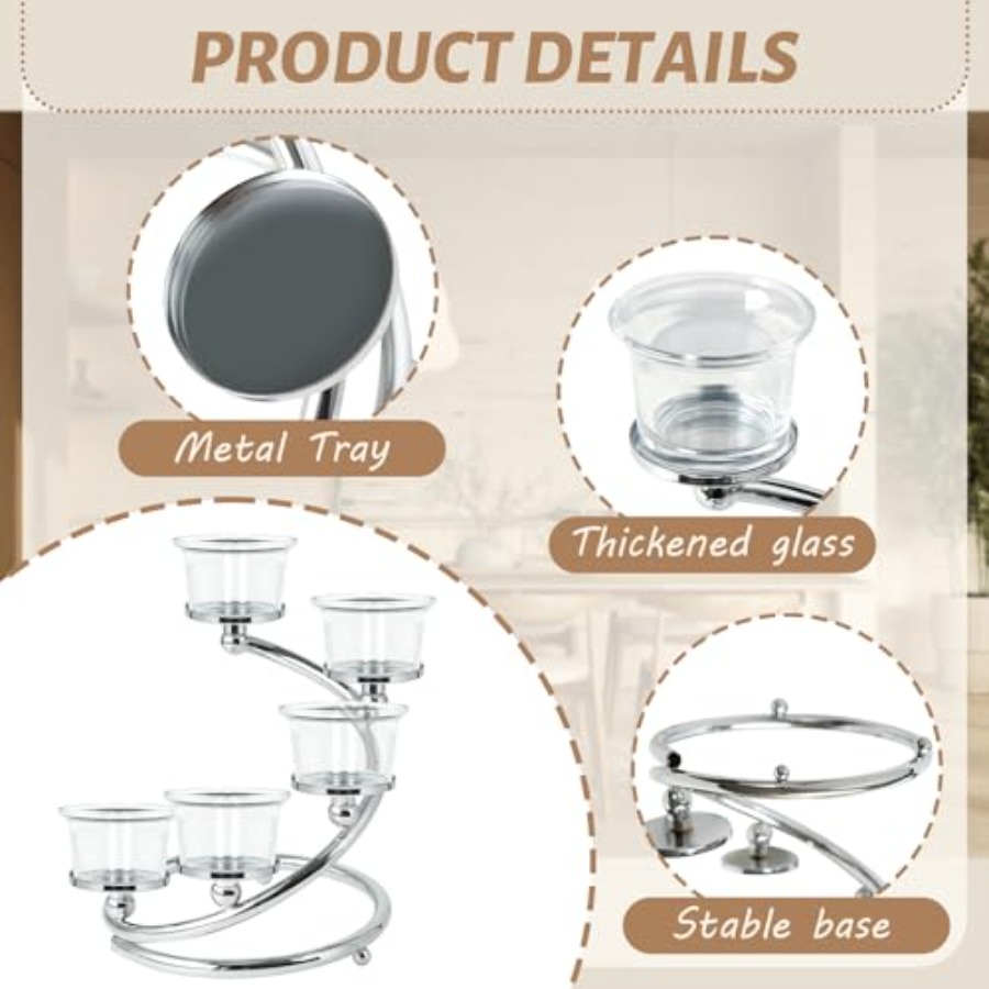 5-Piece Glass Tea Light Candle - Lighting Decoration Stand のレビューと価格