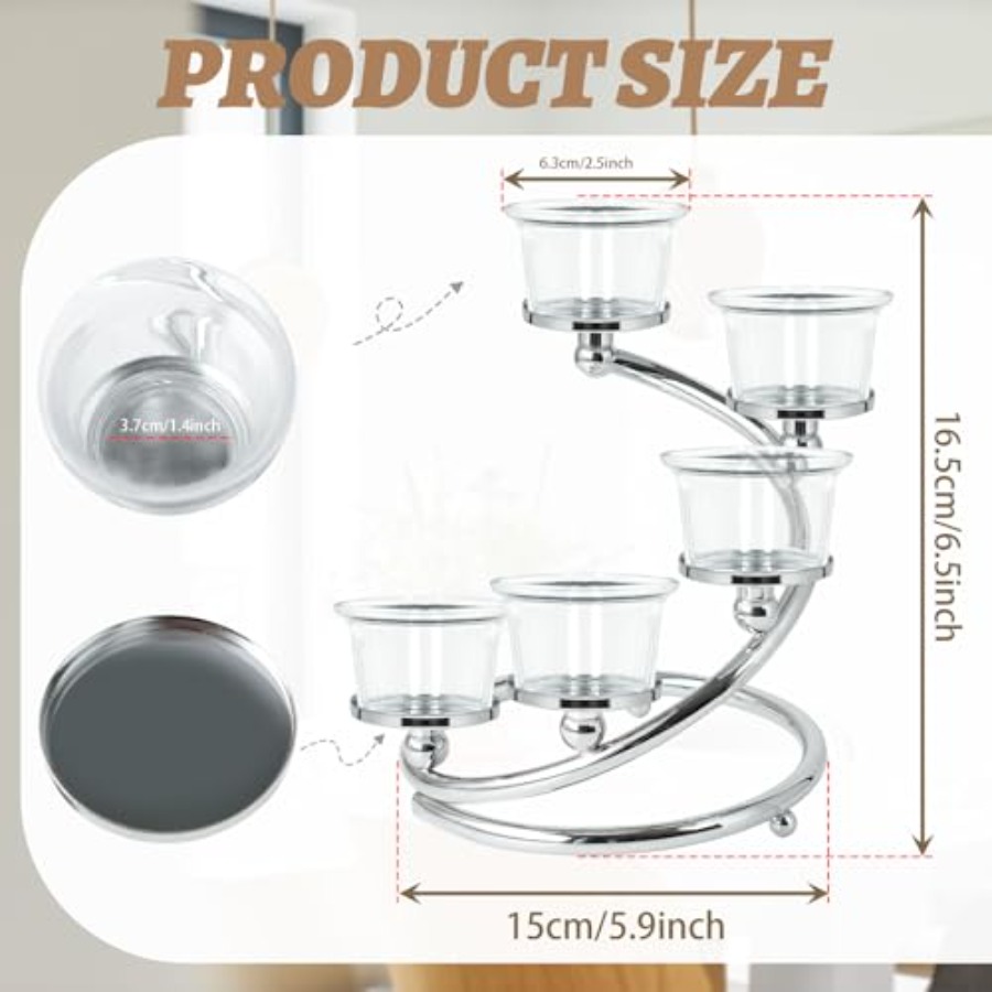 5-Piece Glass Tea Light Candle - Lighting Decoration Stand のレビューと価格