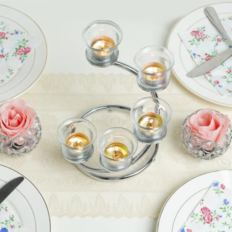 5-Piece Glass Tea Light Candle - Lighting Decoration Stand のレビューと価格