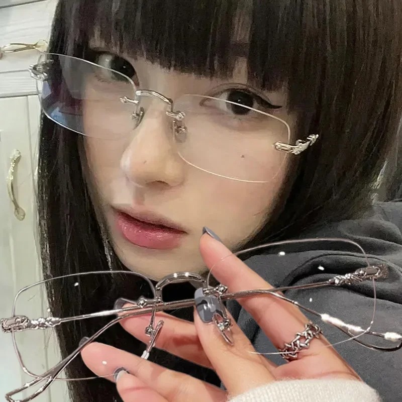 Square Rimless Eyeglasses Wome - Lighting Jockey のレビューと価格