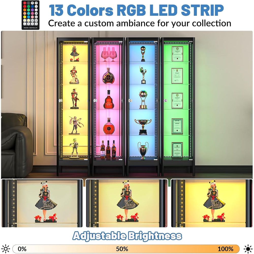 5-Tier Glass Display Cabinet w - Lighting & Home Decor Studio のレビューと価格