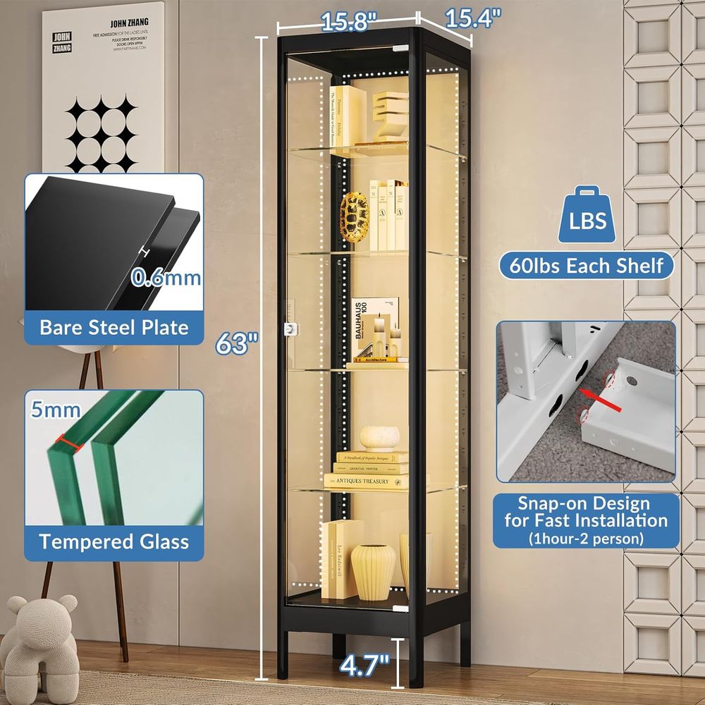 5-Tier Glass Display Cabinet w - Lighting & Home Decor Studio のレビューと価格