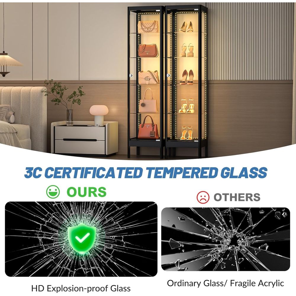 5-Tier Glass Display Cabinet w - Lighting & Home Decor Studio のレビューと価格
